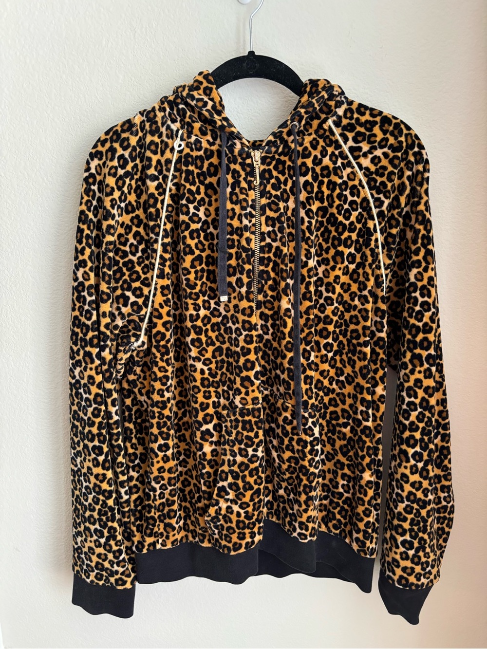 Juicy Couture Leopard Print Zip-Up Hoodie - Black & Brown